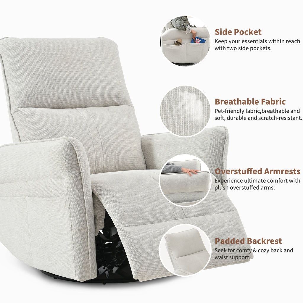 NOVAHOME gray swivel rocker recliner product image 8
