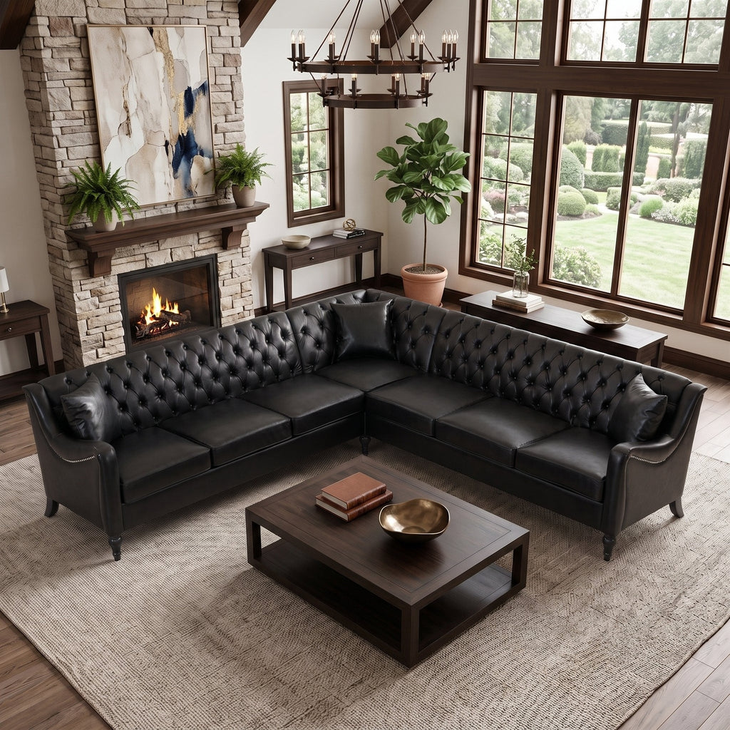 NOVAHOME 6-seat PU leather L-shaped sectional sofa product image 1