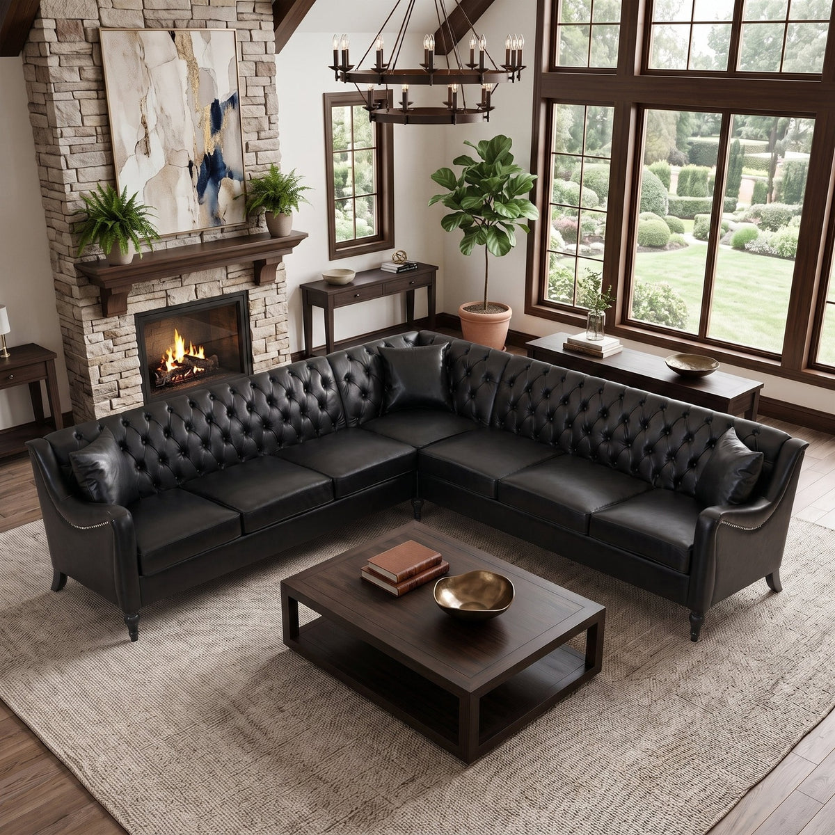 NOVAHOME 6-seat PU leather L-shaped sectional sofa product image 1