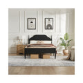 NOVAHOME black Queen platform bed with padded velvet headboard