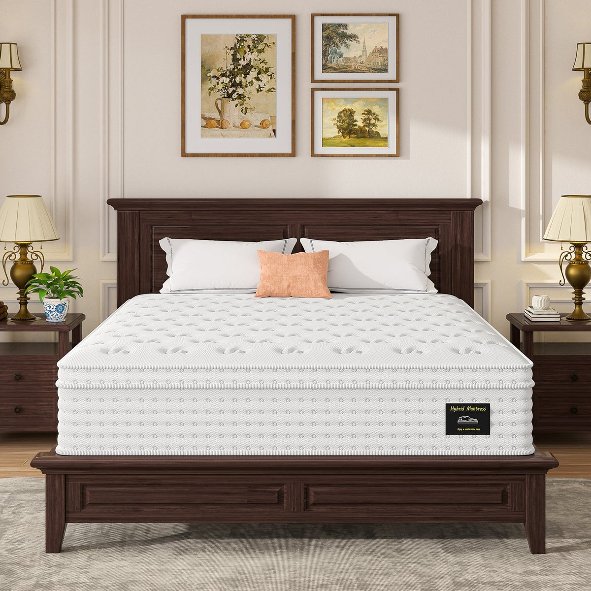 NOVAHOME 14-inch hybrid mattress displayed in a bedroom