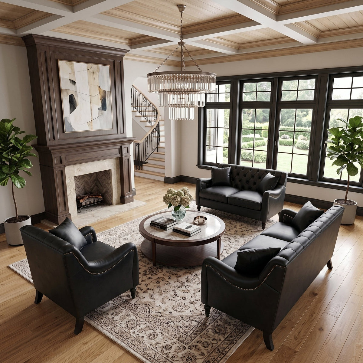 NOVAHOME 3-piece tufted PU leather sofa set product image 2