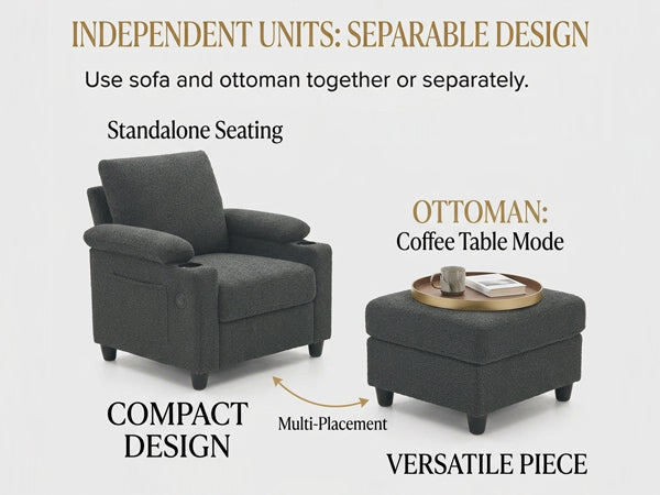 NOVAHOME convertible accent chair and ottoman product image 3