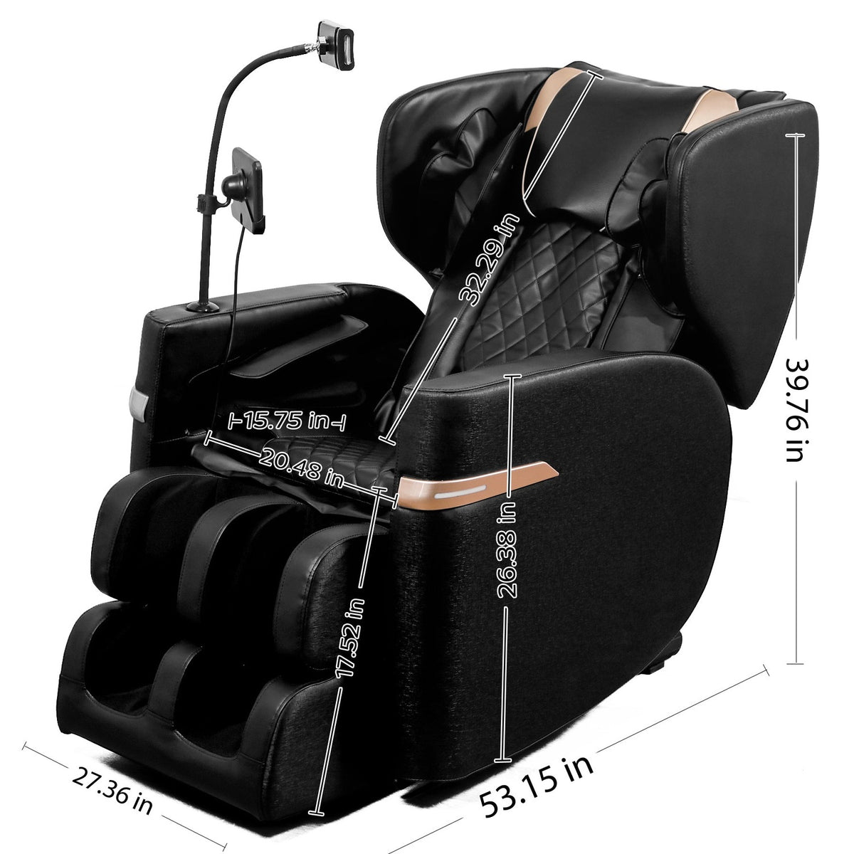 Black massage chair dimensions and seat measurements