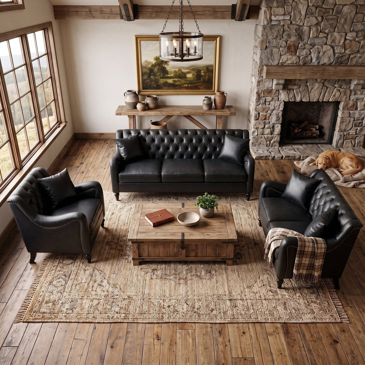 NOVAHOME 3-piece tufted PU leather sofa set product image 3