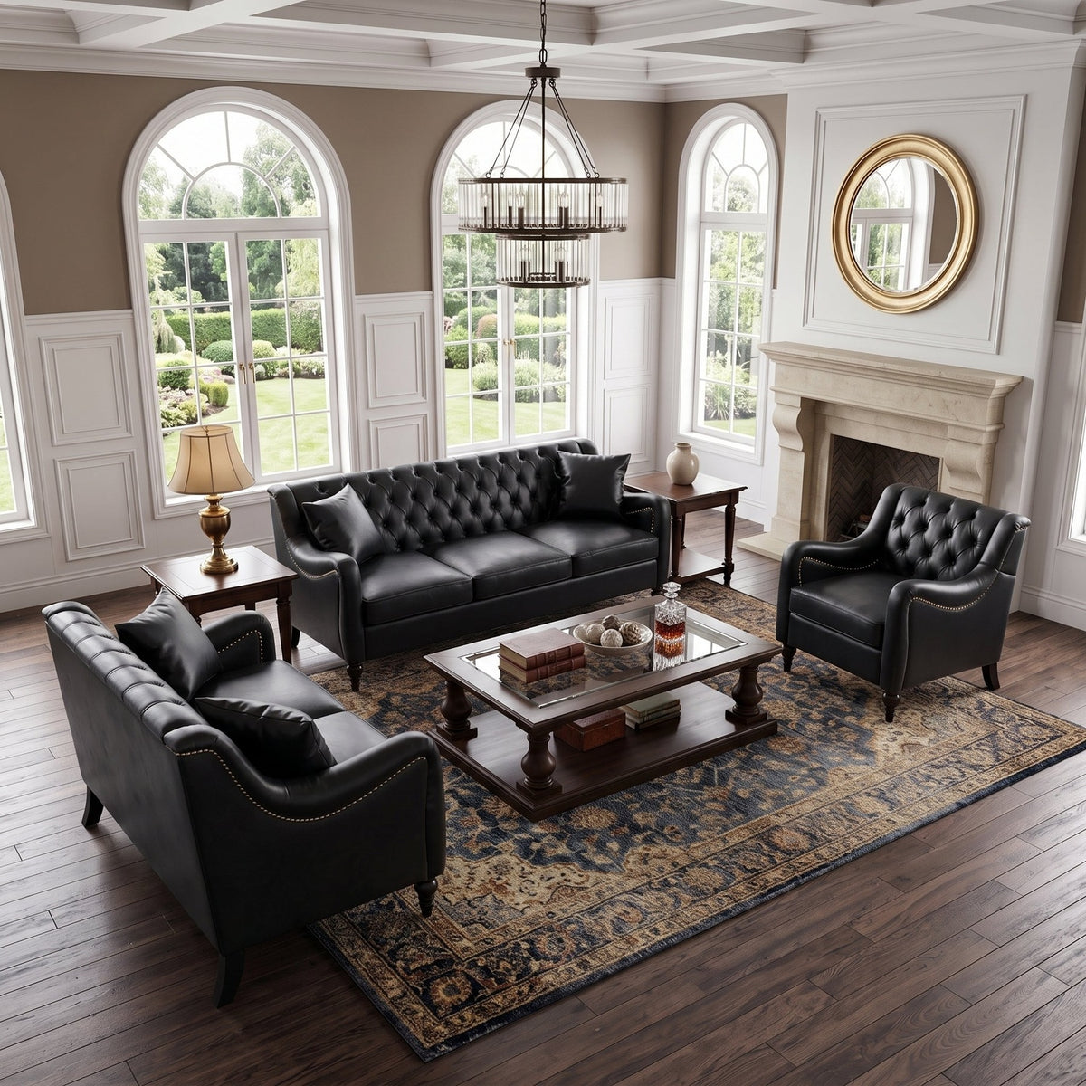 NOVAHOME 3-piece tufted PU leather sofa set product image 4