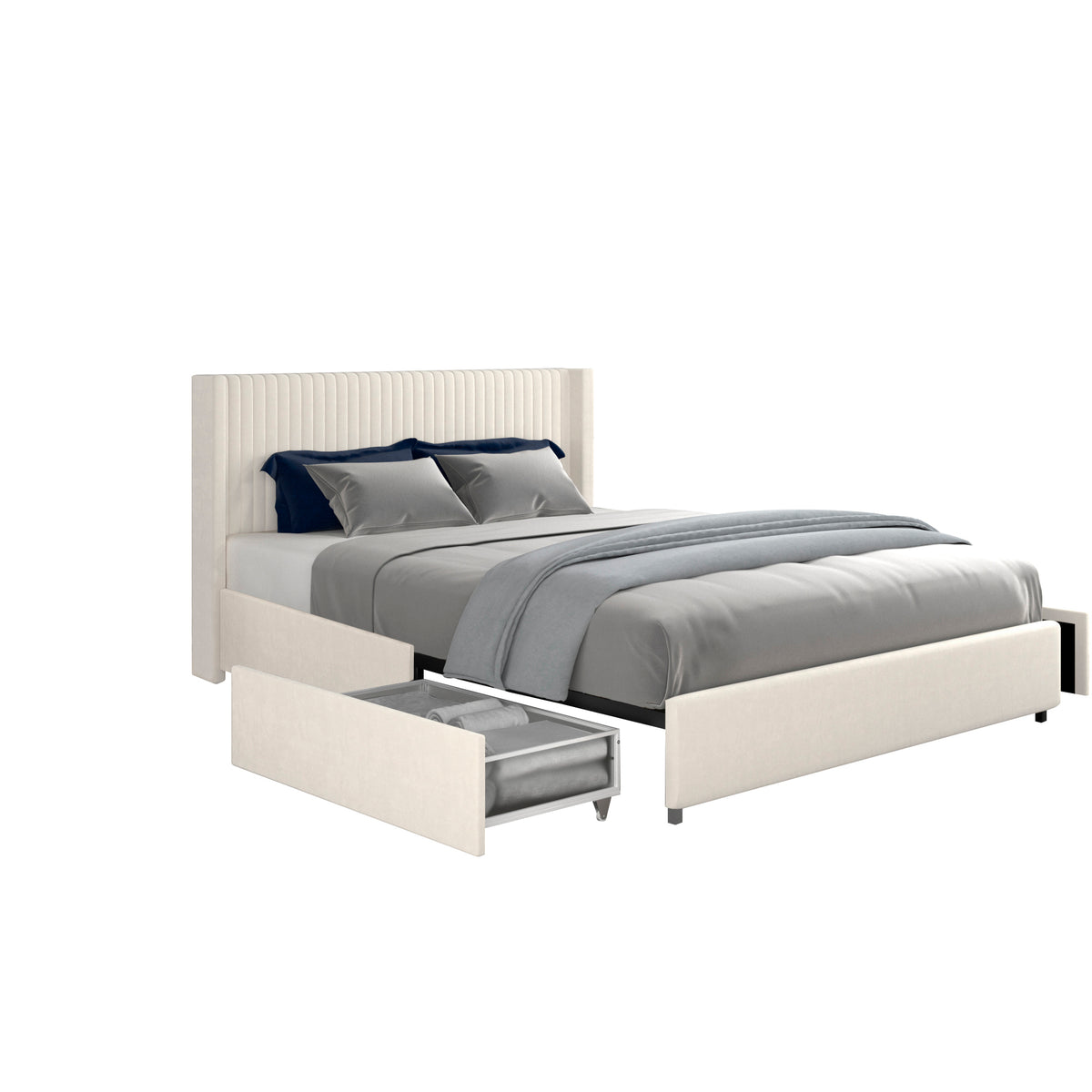 NOVAHOME ivory queen velvet wingback storage bed image 11