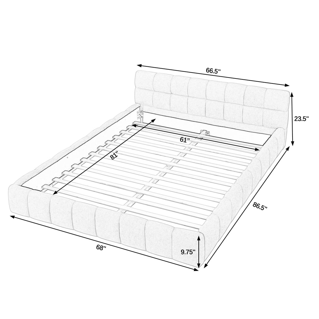 NOVAHOME queen chenille upholstered platform bed product image 3