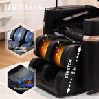 Leg air compression massage and foot roller feature detail