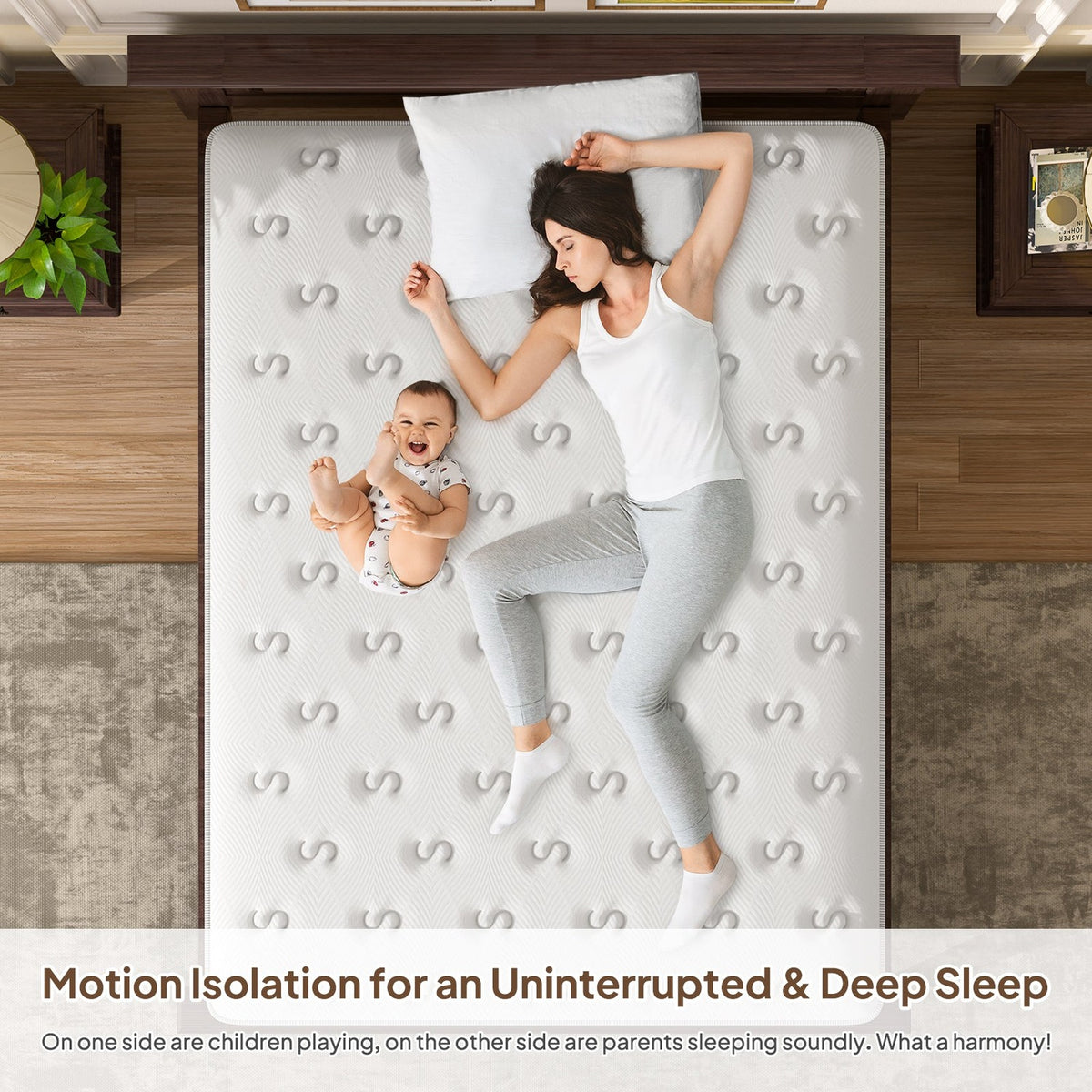 Hybrid mattress motion isolation demonstration for undisturbed sleep