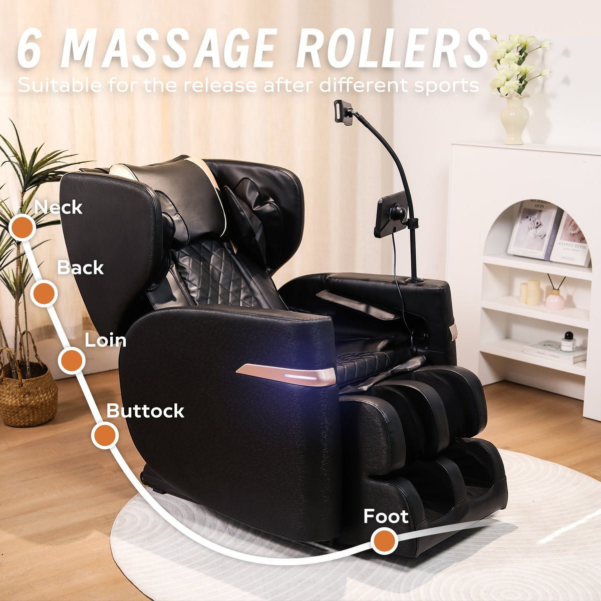 Six massage roller coverage from neck to feet