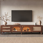 NOVAHOME rattan TV stand with app-controlled LED lighting