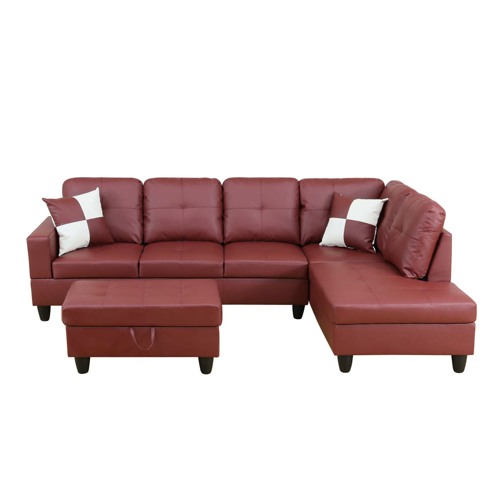 NOVAHOME 3-Piece Faux Leather Sectional Sofa Set with Storage Ottoman - product view 27