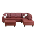 NOVAHOME 3-Piece Faux Leather Sectional Sofa Set with Storage Ottoman - product view 27