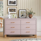 NOVAHOME Modern 6-Drawer Double Dresser with Solid Wood Legs