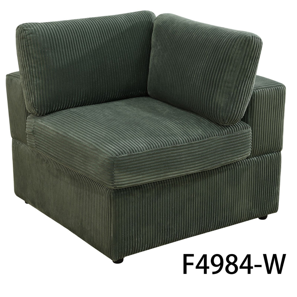 NOVAHOME Beige Corduroy 7-Piece Modular Sectional Sofa Set with Ottoman