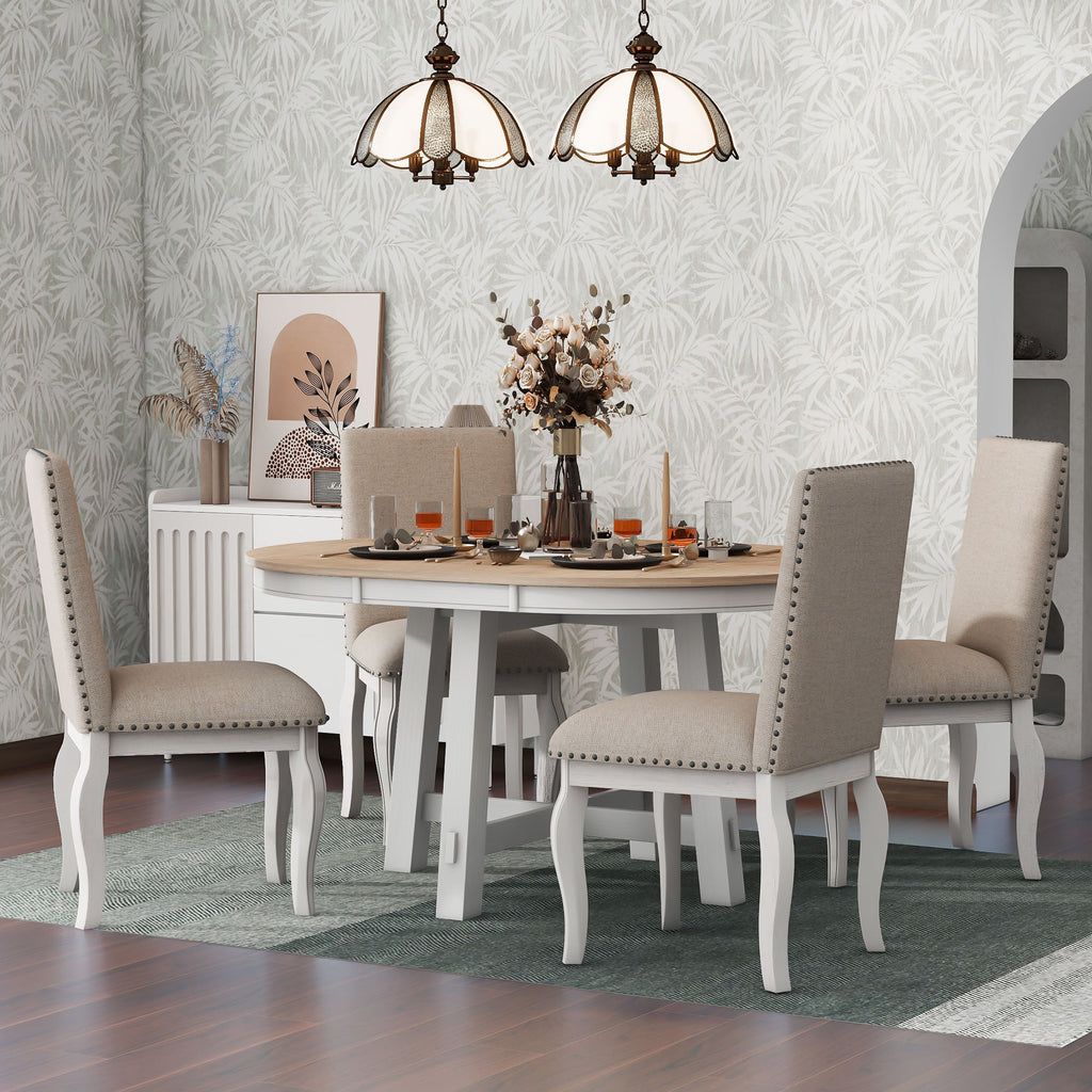 NOVAHOME 5-piece extendable farmhouse dining set product image 3