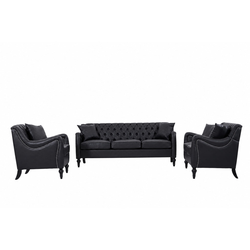 NOVAHOME 3-piece tufted PU leather sofa set product image 14