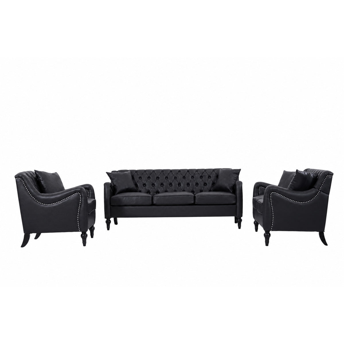 NOVAHOME 3-piece tufted PU leather sofa set product image 14