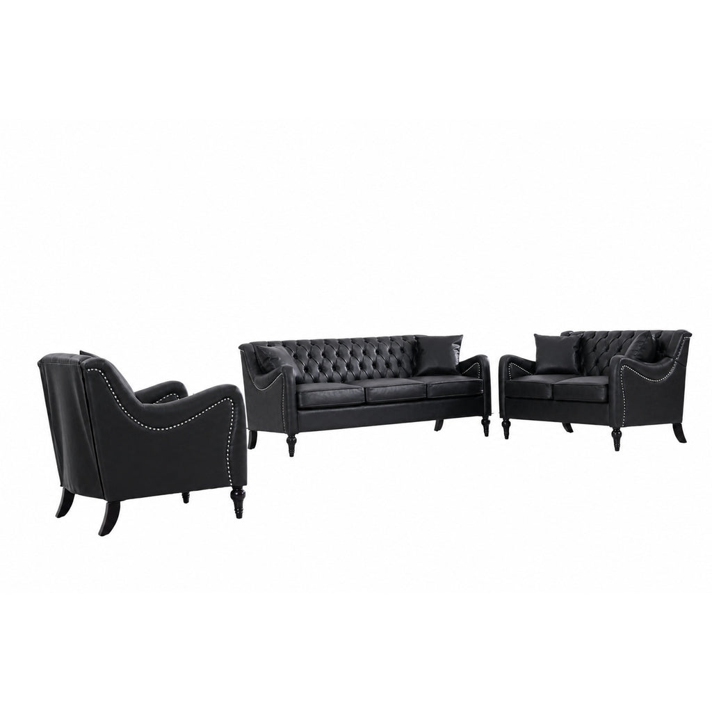 NOVAHOME 3-piece tufted PU leather sofa set product image 15