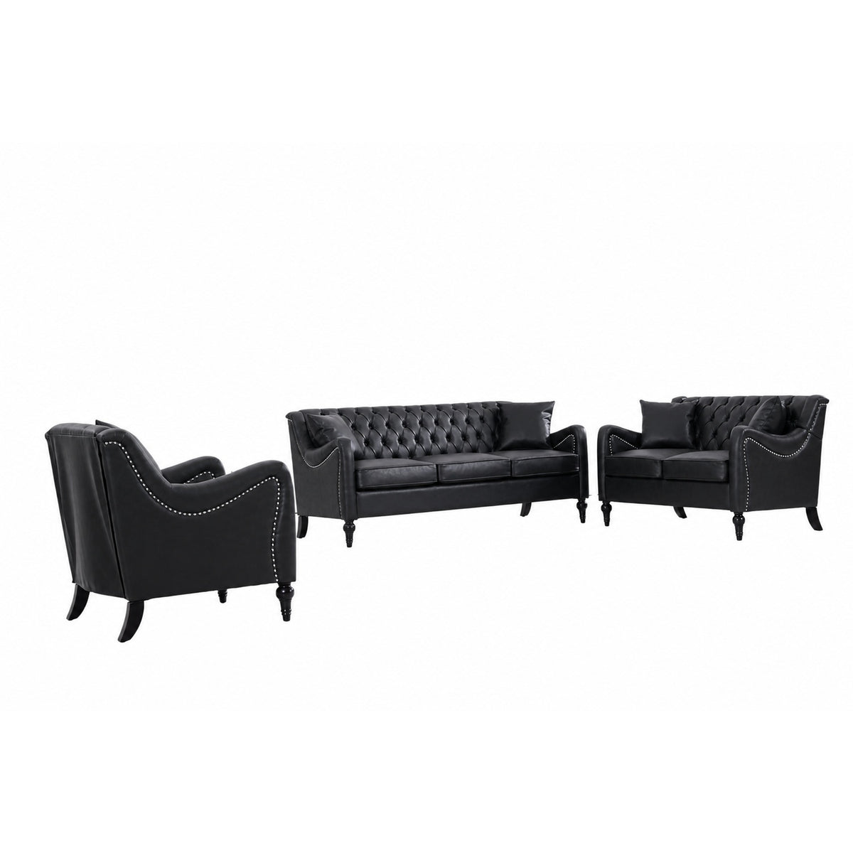 NOVAHOME 3-piece tufted PU leather sofa set product image 15