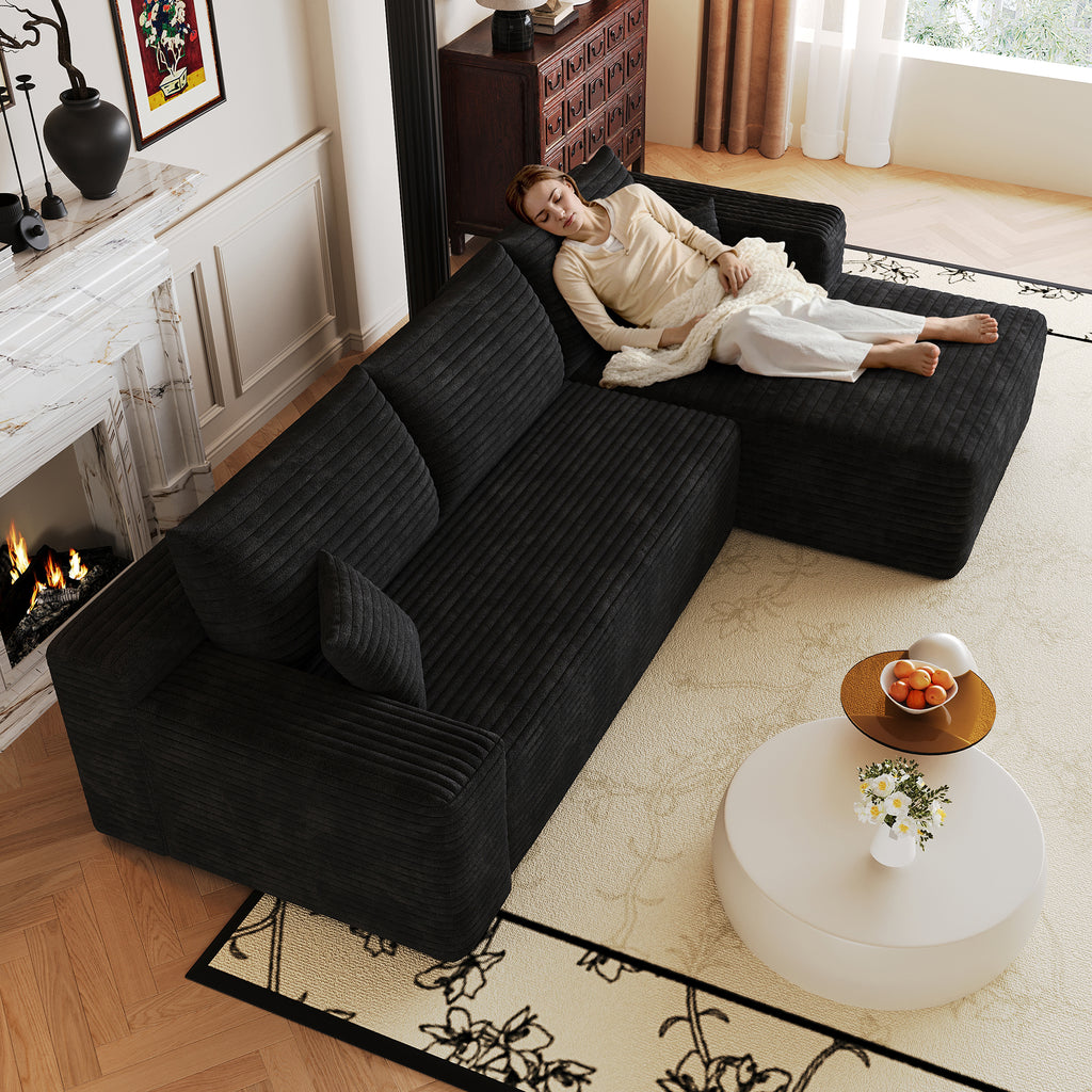 NOVAHOME 103-inch plush corduroy L-shaped cloud sectional image 5