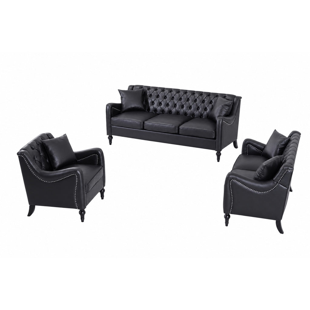 NOVAHOME 3-piece tufted PU leather sofa set product image 16