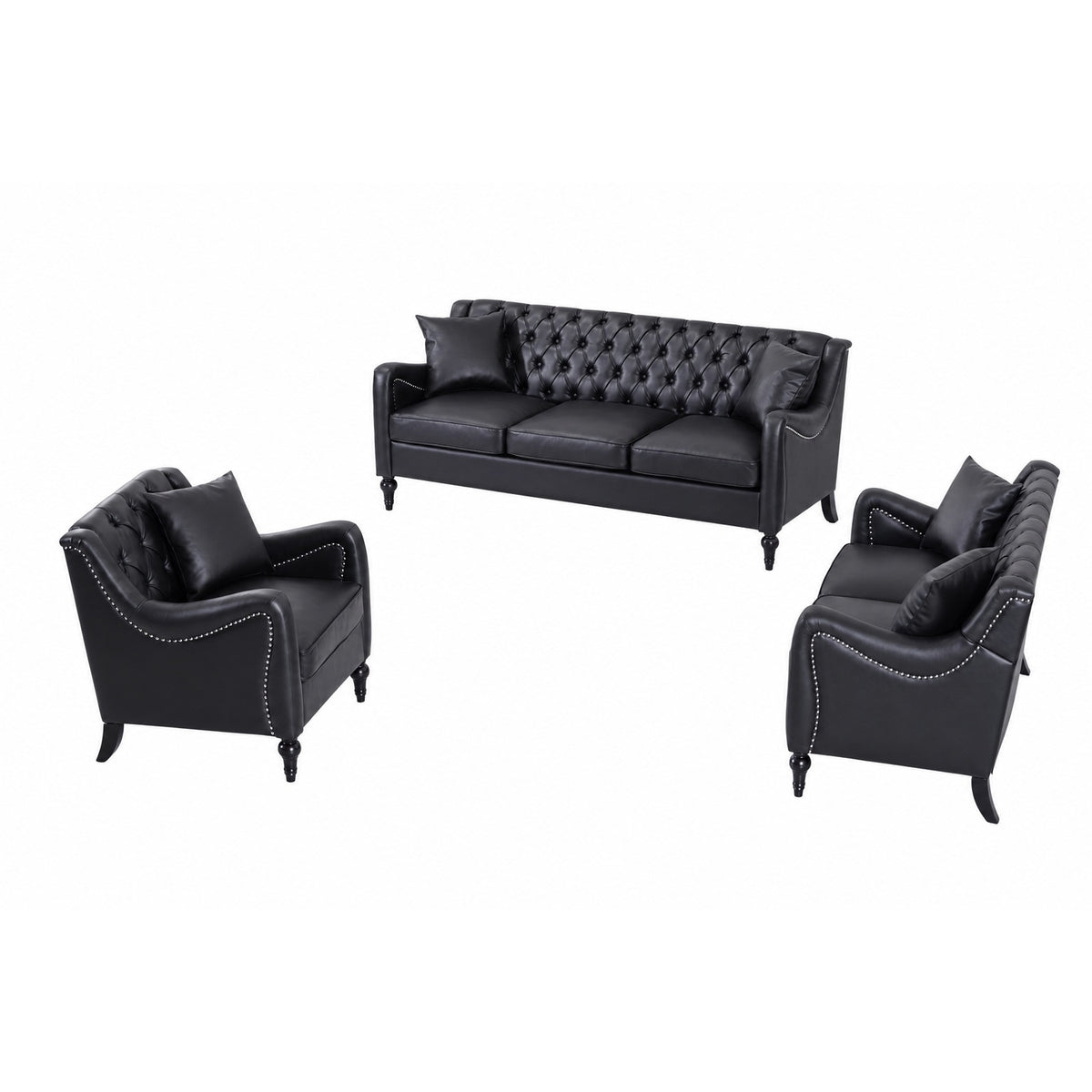 NOVAHOME 3-piece tufted PU leather sofa set product image 16