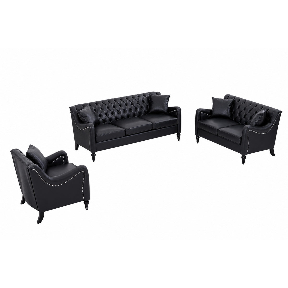 NOVAHOME 3-piece tufted PU leather sofa set product image 18