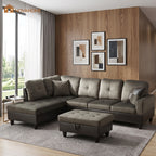 NOVAHOME 3-Piece Fabric Sectional Sofa Set with Storage Ottoman - product view 01