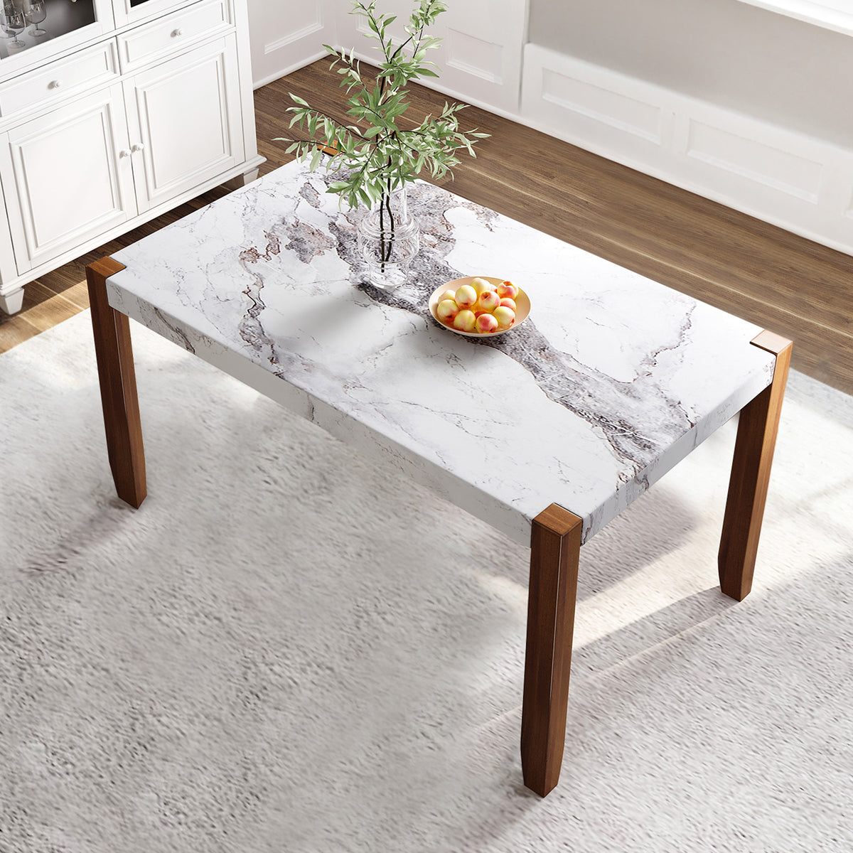 NOVAHOME white faux marble dining table product image 9