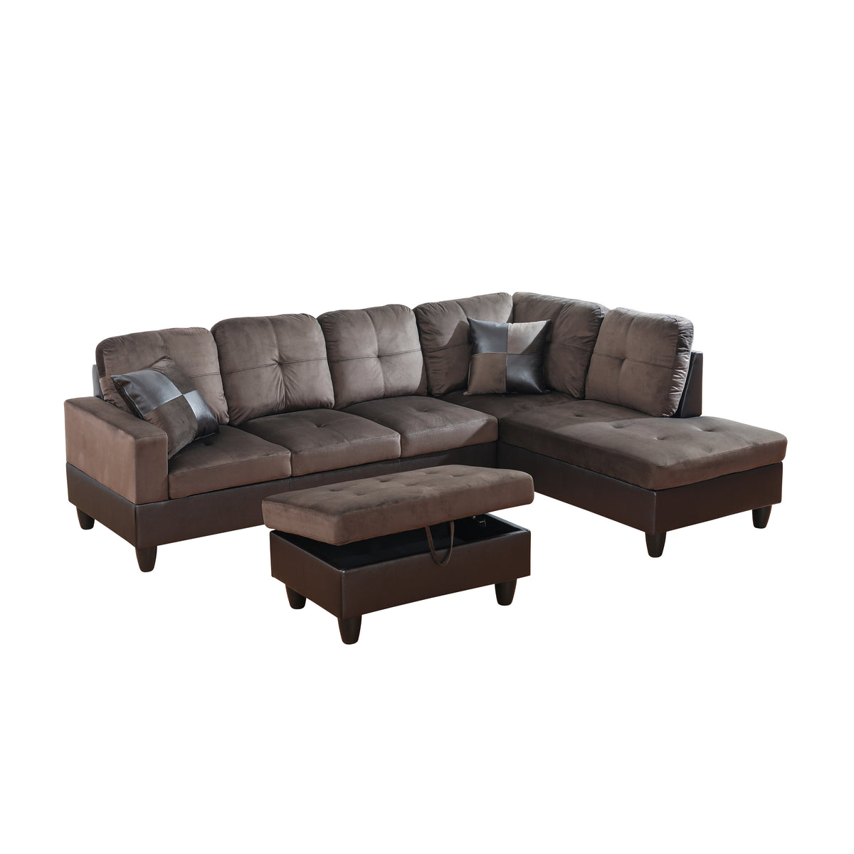 NOVAHOME 3-Piece Fabric Sectional Sofa Set with Storage Ottoman - product view 14