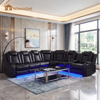 NOVAHOME Leather Power Recliner Sectional with LED - product view 01