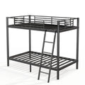 NOVAHOME Twin-Over-Twin Metal Bunk Bed with Ladder and Guardrails