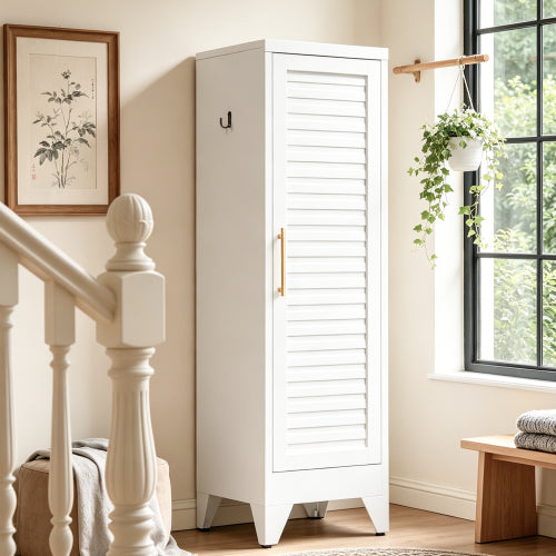 NOVAHOME White Metal Wardrobe Cabinets with Hanging Rod – 47.3″ & 71″