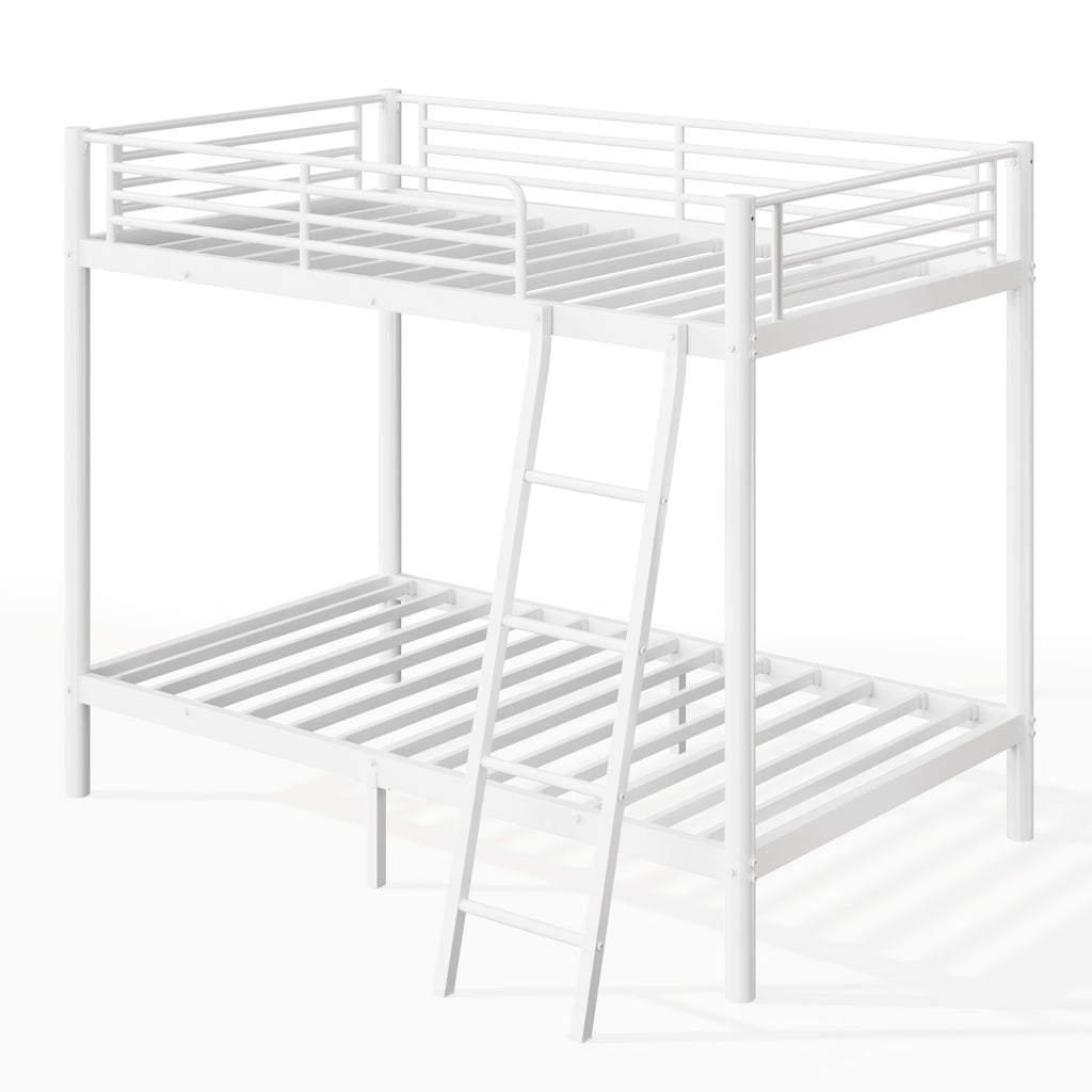 NOVAHOME Twin-Over-Twin Metal Bunk Bed with Ladder and Guardrails