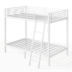 NOVAHOME Twin-Over-Twin Metal Bunk Bed with Ladder and Guardrails