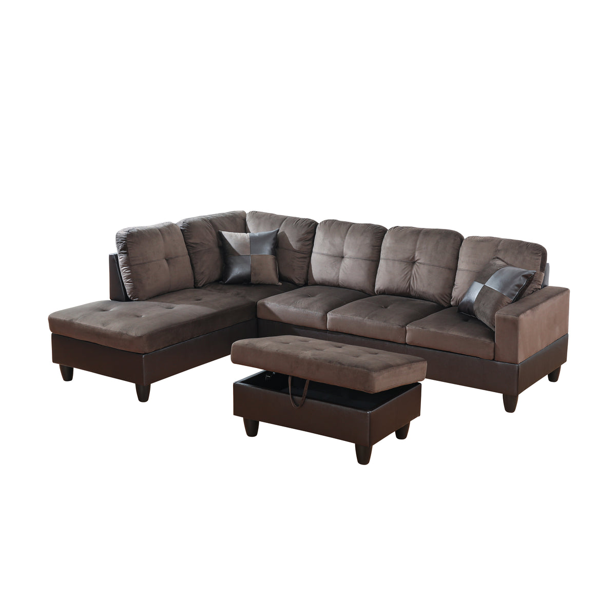 NOVAHOME 3-Piece Fabric Sectional Sofa Set with Storage Ottoman - product view 10
