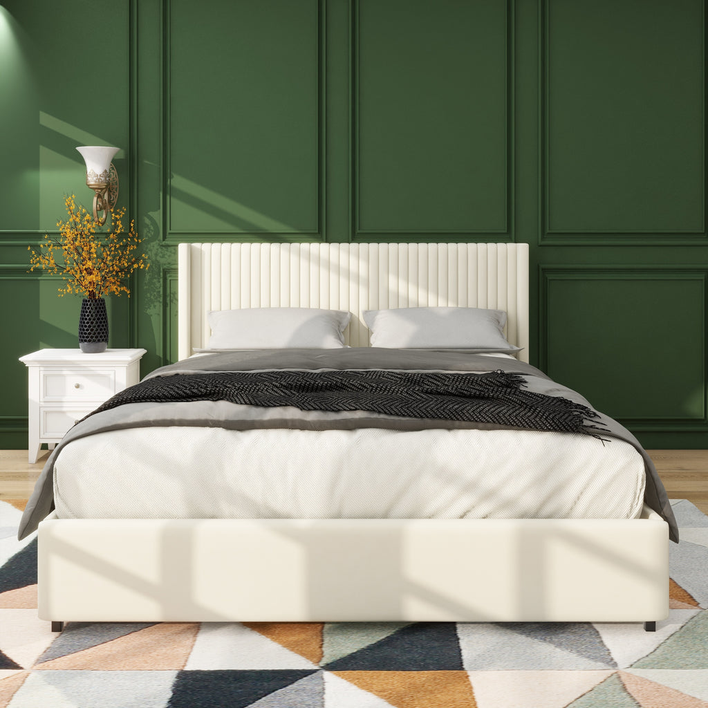 NOVAHOME ivory queen velvet wingback storage bed image 8
