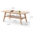 NOVAHOME Solid Oak Coffee Table with Storage Shelf – 3 Sizes