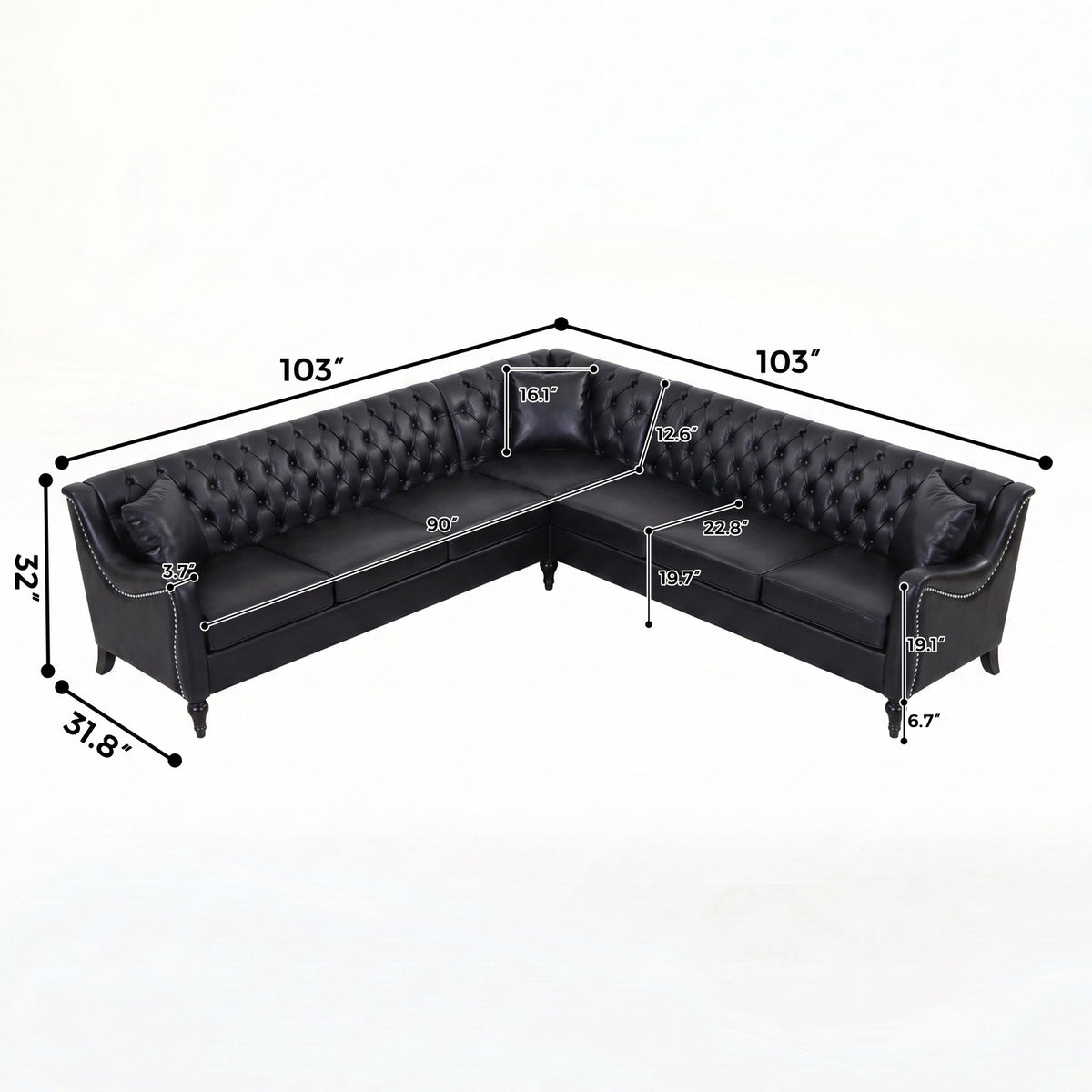 NOVAHOME 6-seat PU leather L-shaped sectional sofa product image 22