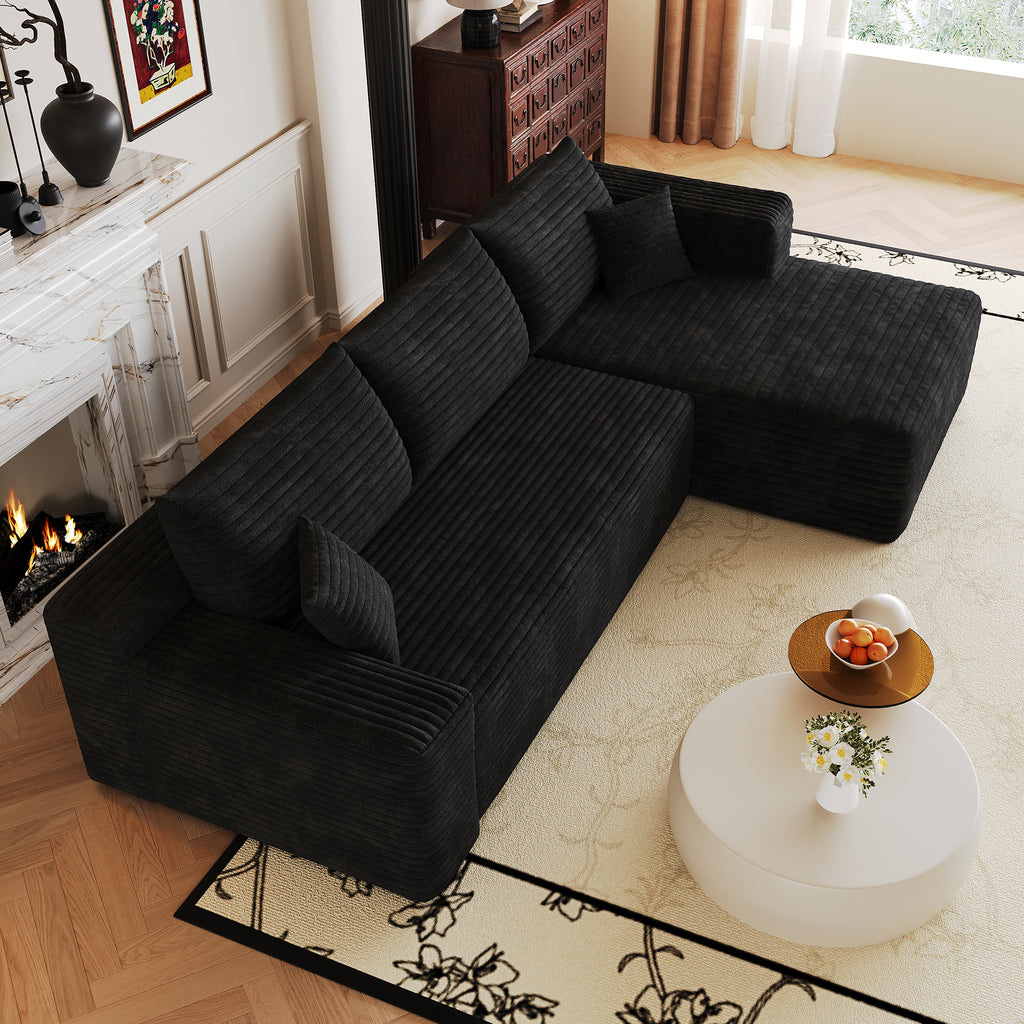 NOVAHOME 103-inch plush corduroy L-shaped cloud sectional image 8