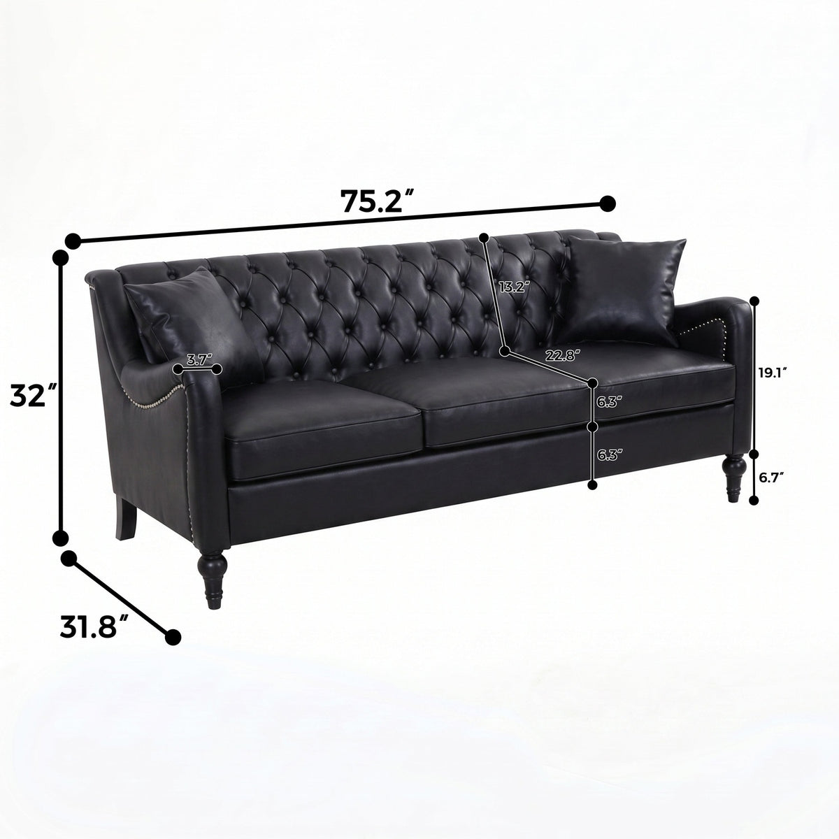 NOVAHOME 3-piece tufted PU leather sofa set product image 27