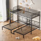 NOVAHOME Metal Triple Bunk Bed with Loft and Two Twin Beds