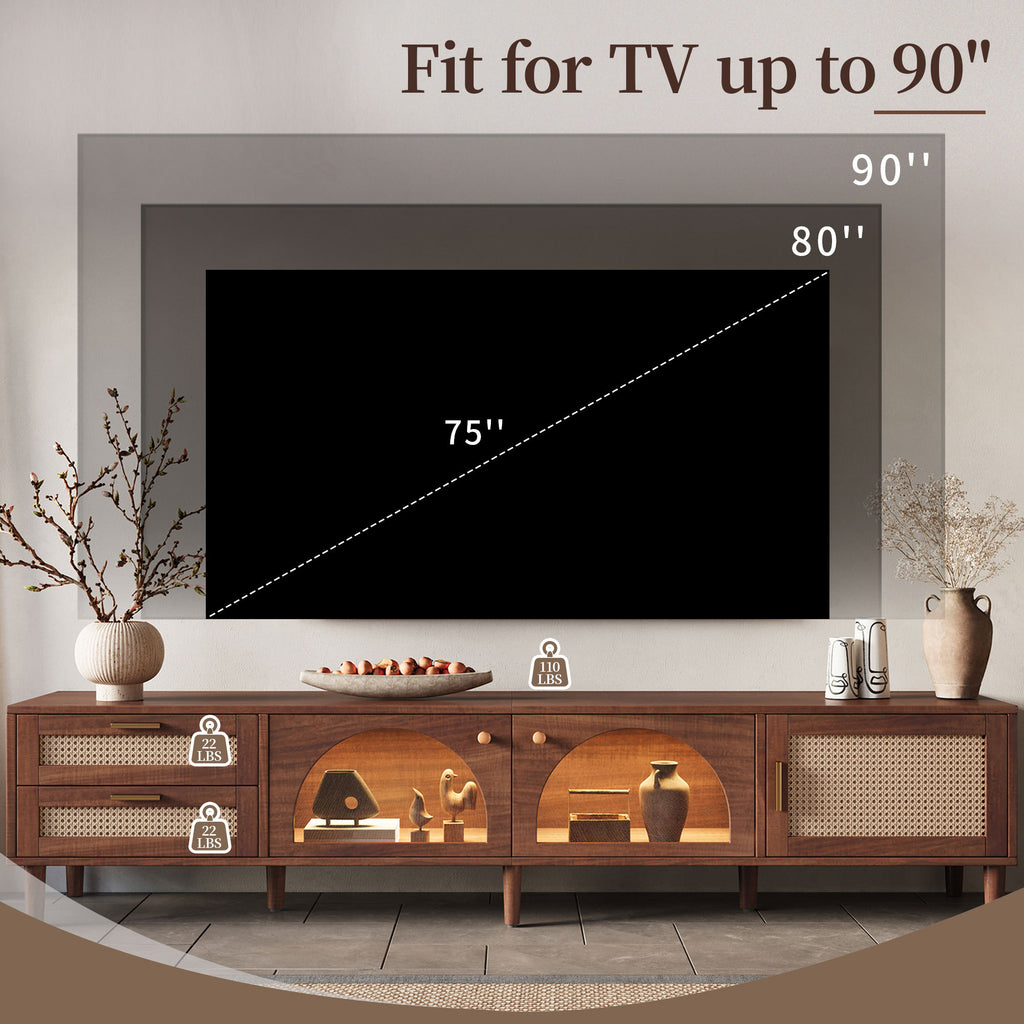 NOVAHOME 86.6-inch dark brown rattan TV stand product image 10