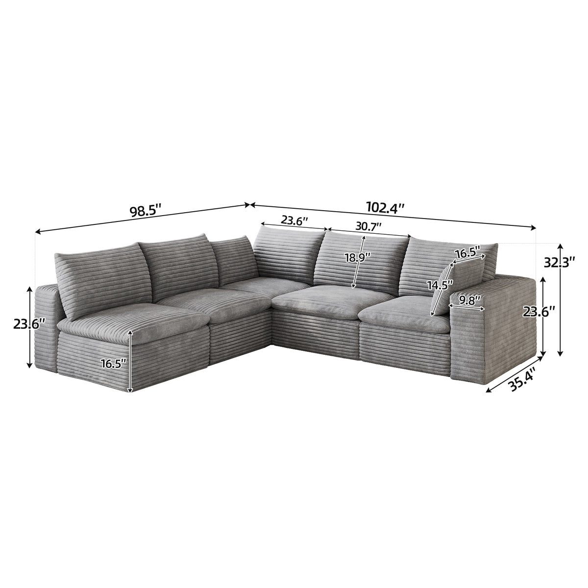 NOVAHOME modular corduroy cloud sectional sofa image 7