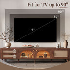 Two drawers and cabinet storage in 86.6-inch media console