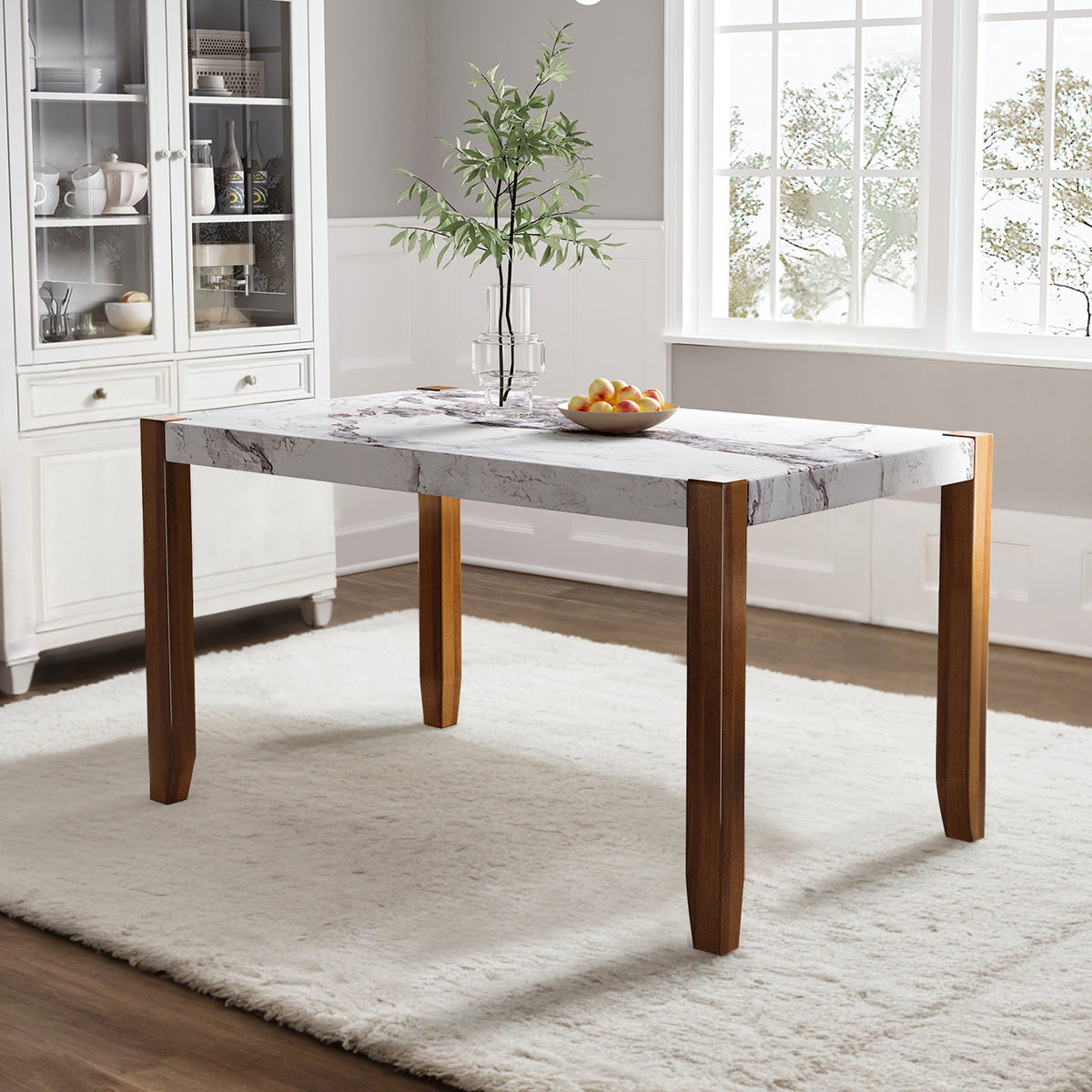 NOVAHOME white faux marble dining table product image 1