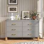 NOVAHOME Modern 6-Drawer Double Dresser with Solid Wood Legs