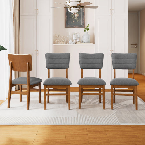 NOVAHOME 5-Piece Farmhouse Dining Table Set for 4 with Upholstered Chairs